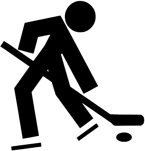 Hockey player symbol vinyl sticker. Customize on line. Sports 085-1298